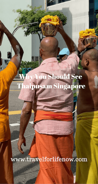 Thaispusam Singapore is a Hindu Ceremony. Devotees carry milk pots on their heads. Many carry kavadis and pierce themselves as an offering to the Lord Muruga. See for yourself and learn more about this religious ceremony. #travelforlifenow #visitsingapore #thaipusamsingapore