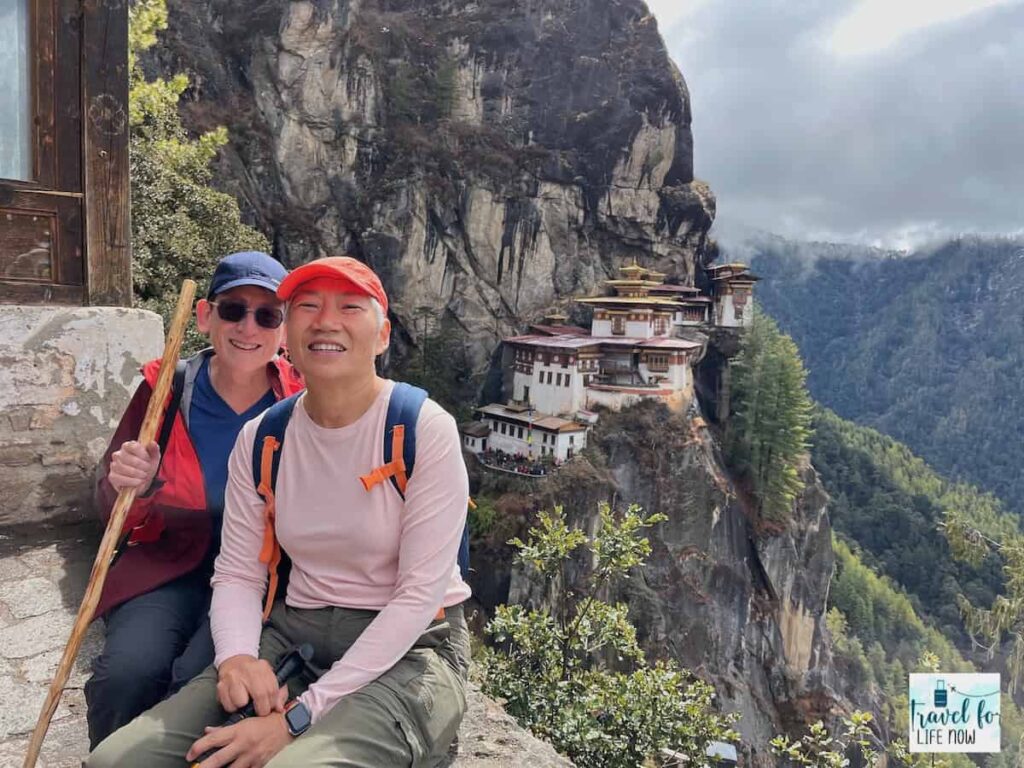 Picture of Sue & Reggie with Tiger's Nest in background