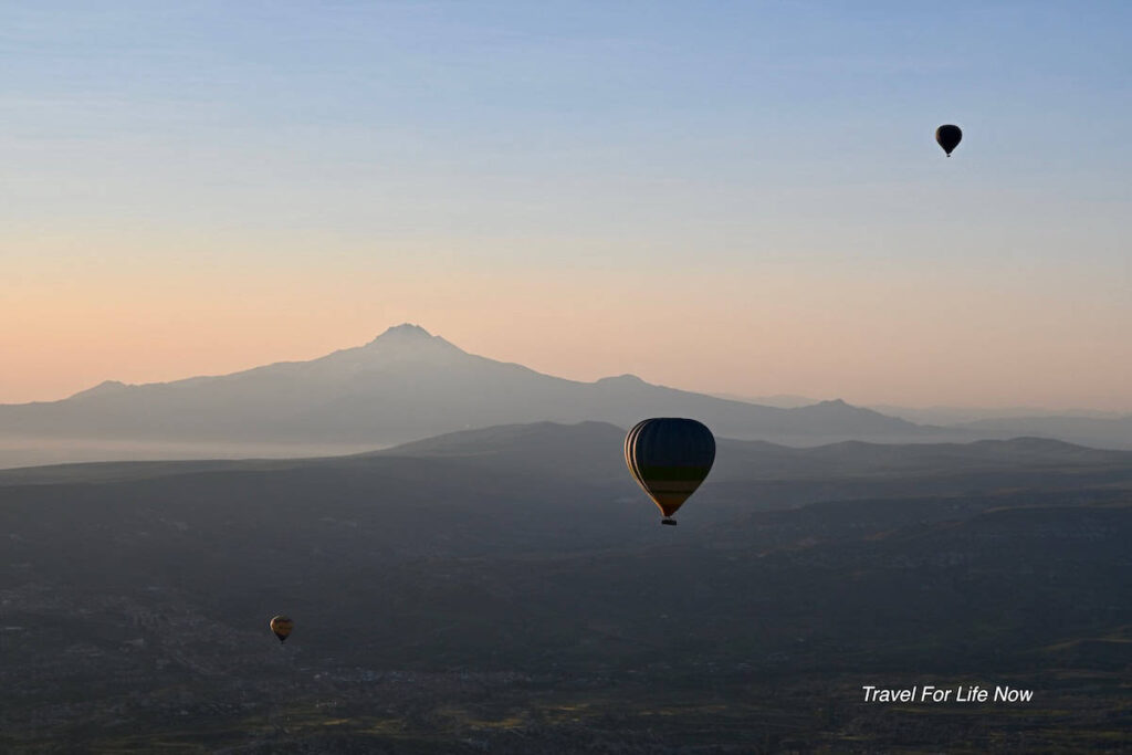 Cappadocia Balloons with Mountains in background