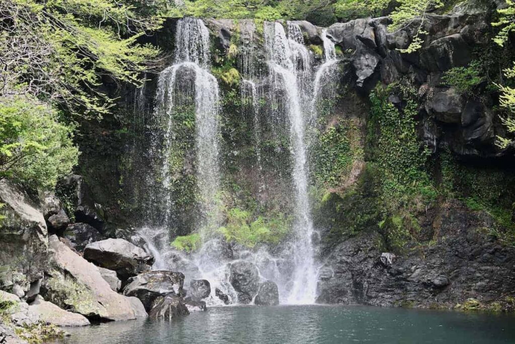 Picture of waterfall Cheonjiyeon. Jeju Island